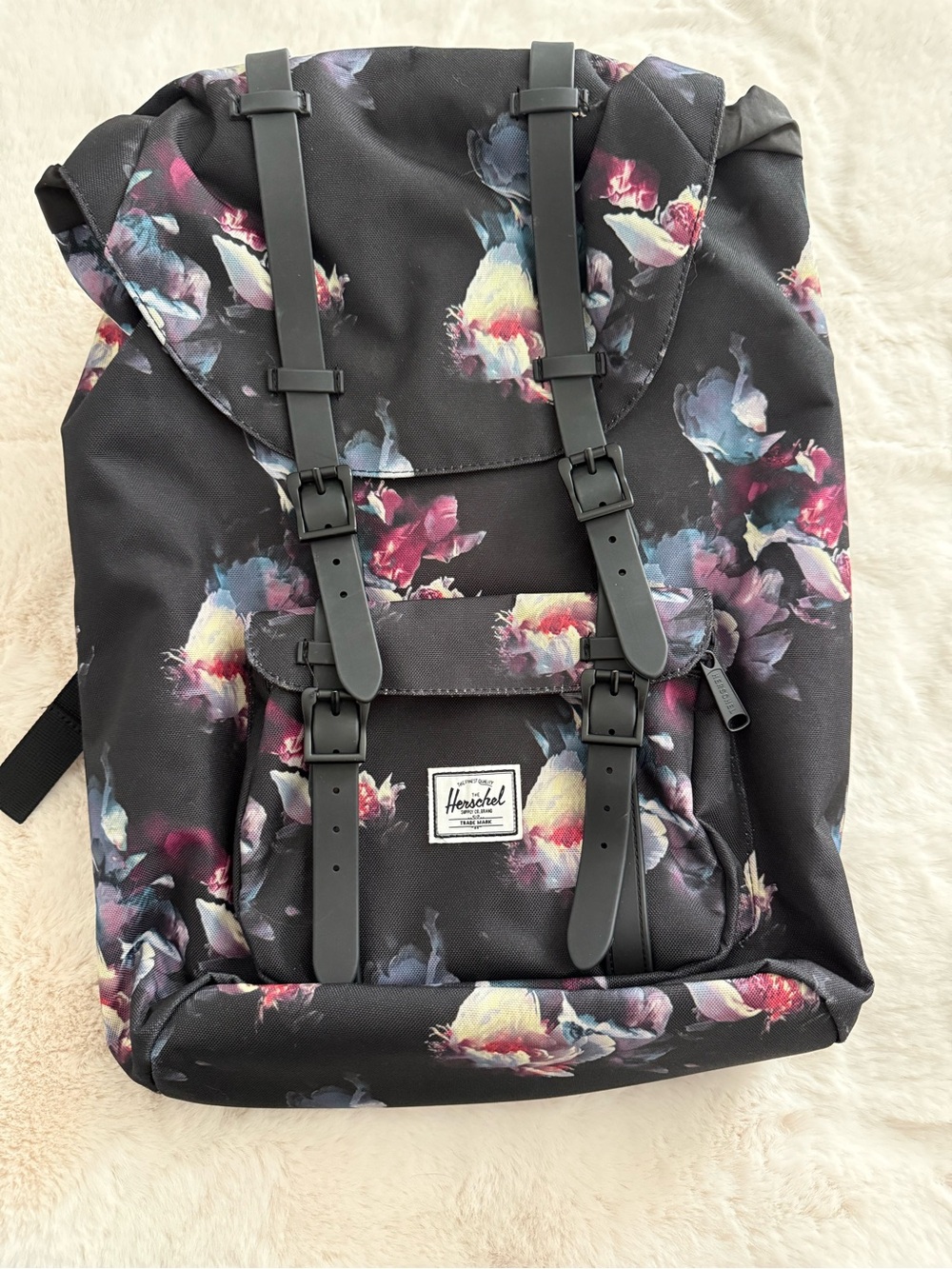 Herschel Supply Company Black Floral Roll-Top Backpack